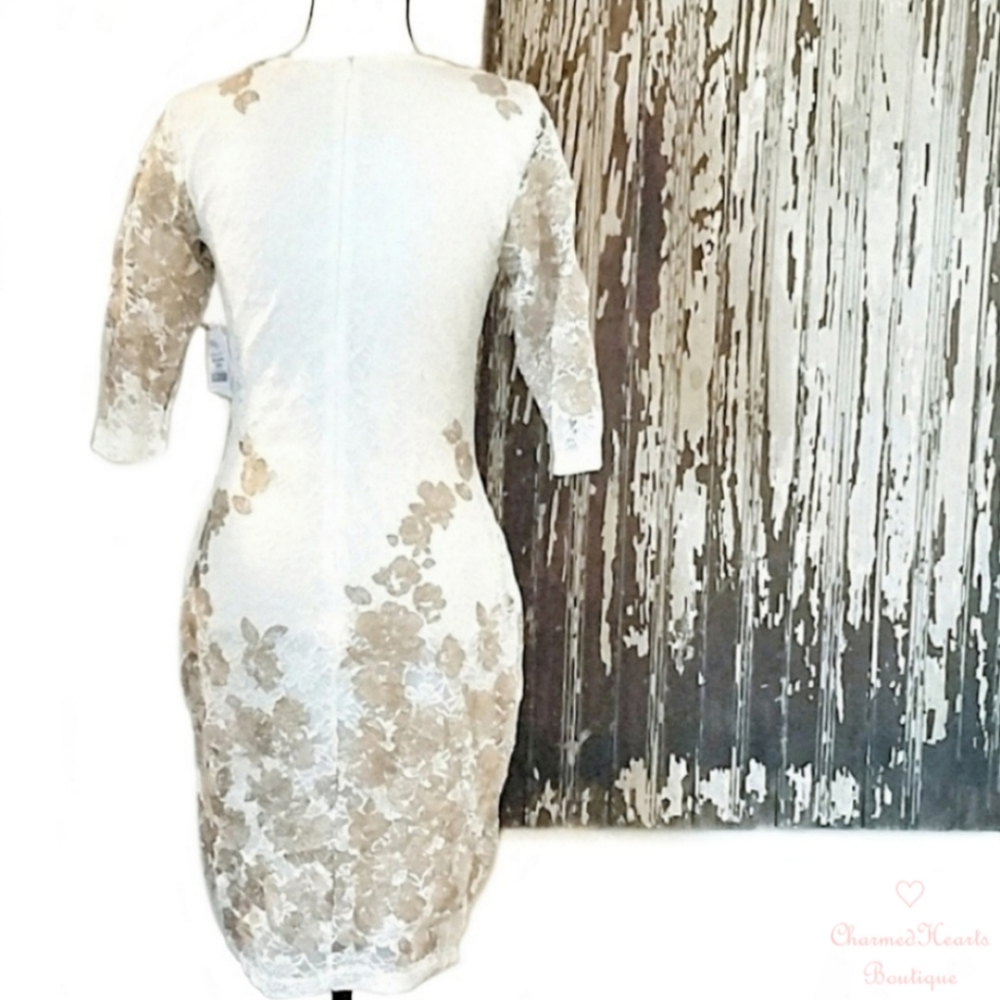 Olivia Matthews Lace Cocktail Dress White Size 4P - Picture 8 of 12